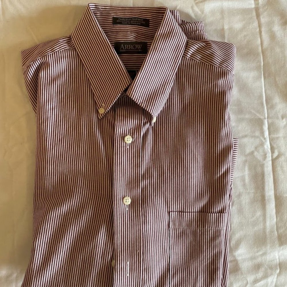 Arrow Medium Burgundy & White Long Sleeve Shirt